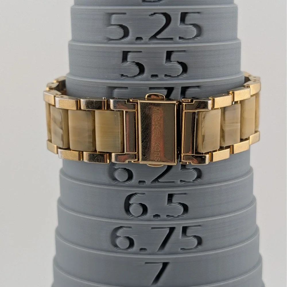 Michael Kors Parker MK5632 Gold Tone Crystal Bezel Horn Acetate Chrono Watch
